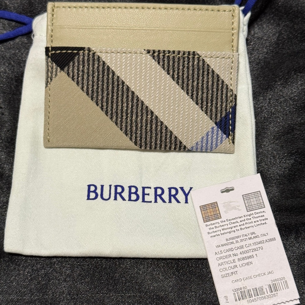 Burberry Check Canvas & Leather Card Case Women's Beige